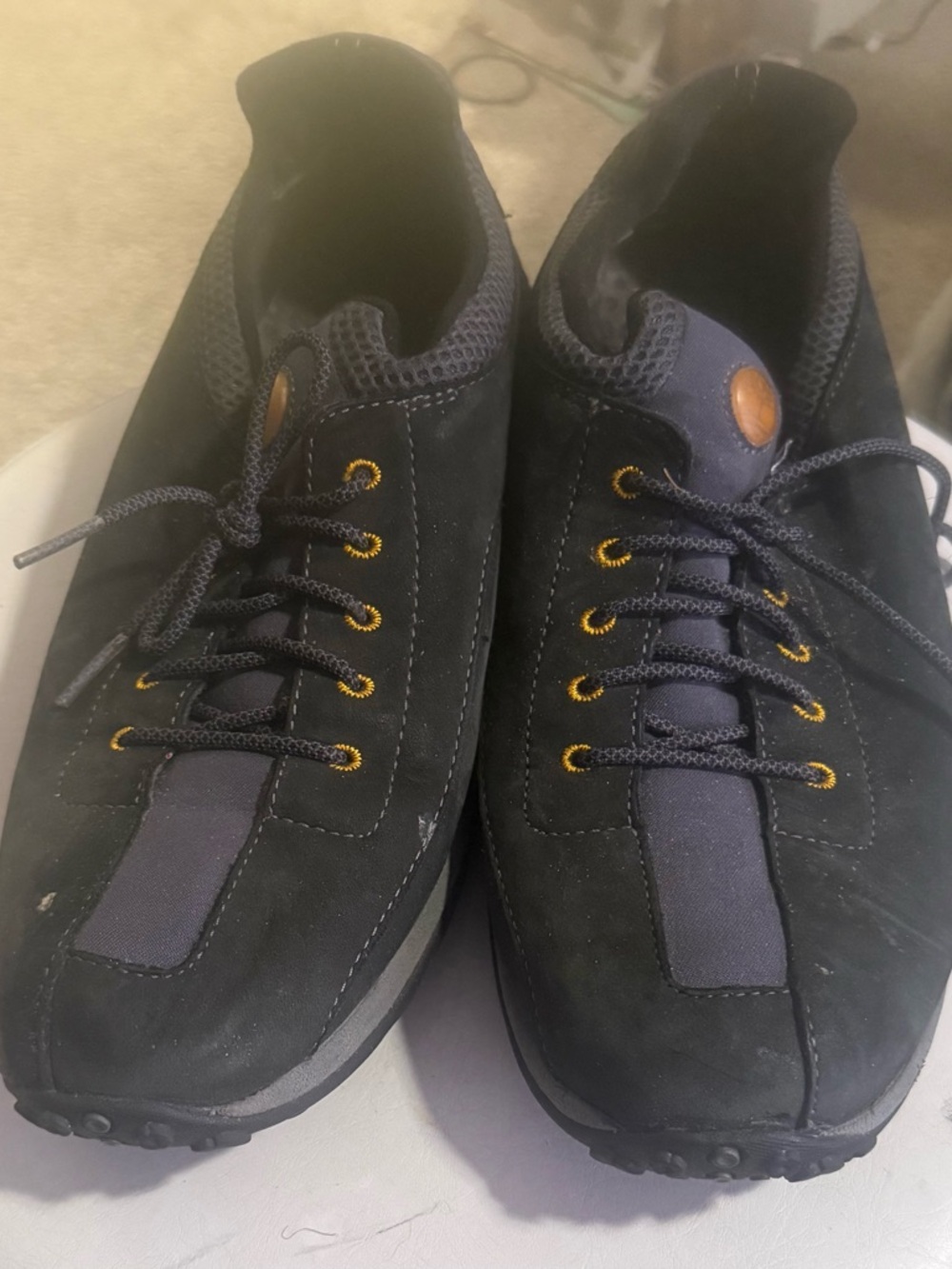 Timberland Black Suede Moccasin-Style Lace Shoes with Gold Eyelets